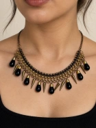 Black Teardrop Fringe Necklace