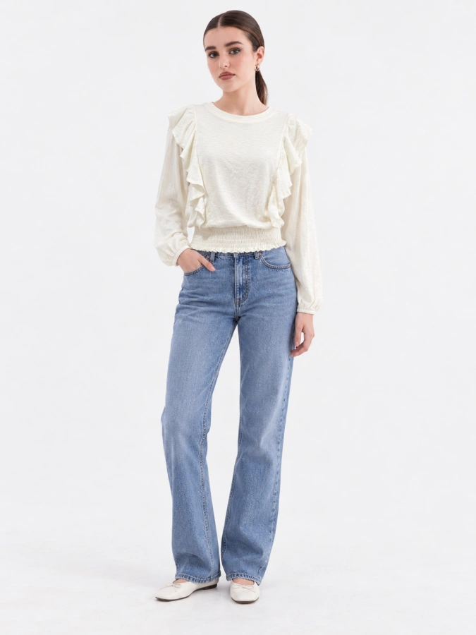 Justice Long Sleeve Ruffle Blouse