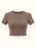 Mocha Ribbed Crop Top
