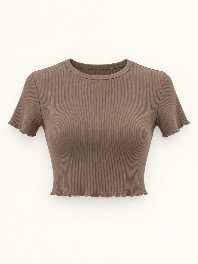 Mocha Ribbed Crop Top