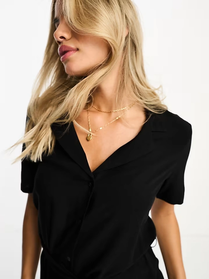 Pieces tie waist midi shirt dress