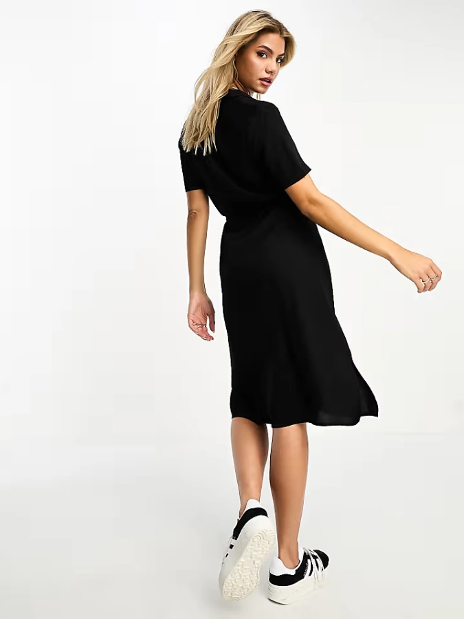 Pieces tie waist midi shirt dress