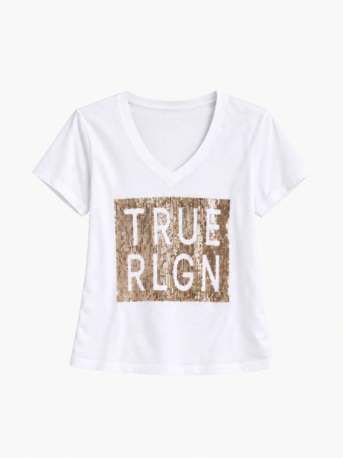 True Religion  V Neck Sequin T-shirt