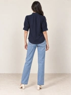 Navy Bow-Neck Blouse