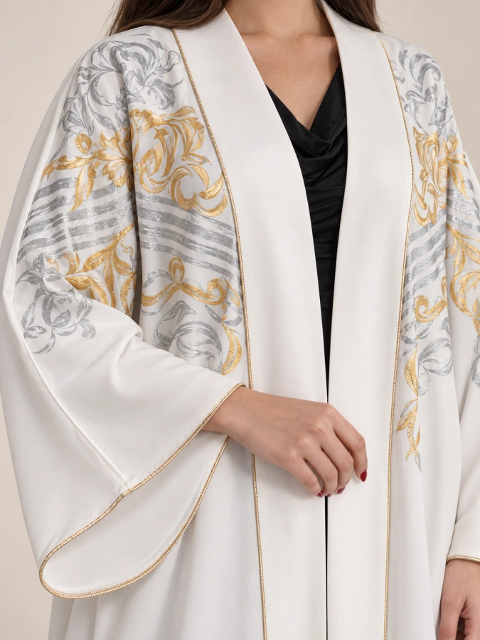 Ivory Silver Gold Abaya