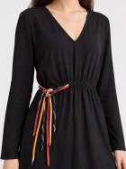 Zara black midi dress with cord belt.