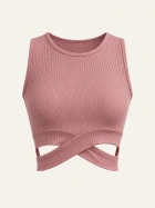 Ribbed Crossover Crop Top