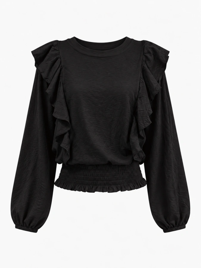 Justice Long Sleeve Ruffle Blouse