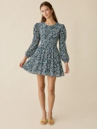 Ann Taloyer Puff Slev Floral Short Dress