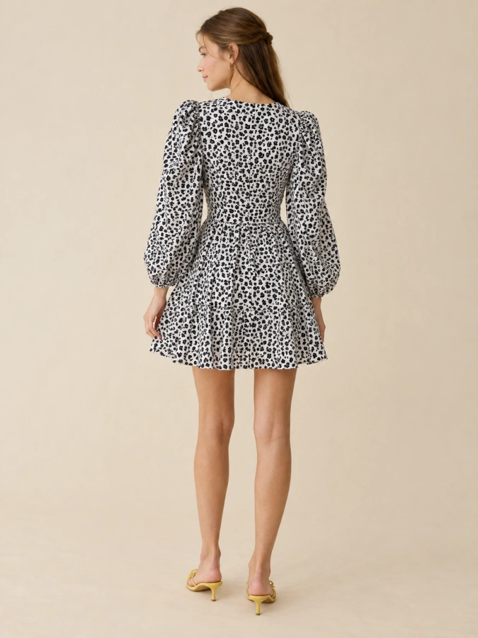 Ann Taloyer Puff Slev Floral Short Dress