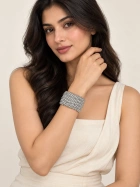 Silver Beaded Cuff Bracelet