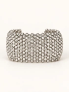 Silver Beaded Cuff Bracelet