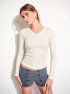 Helen Ribbed Top Cream