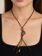 Brown Cord Gold Pendant Necklace