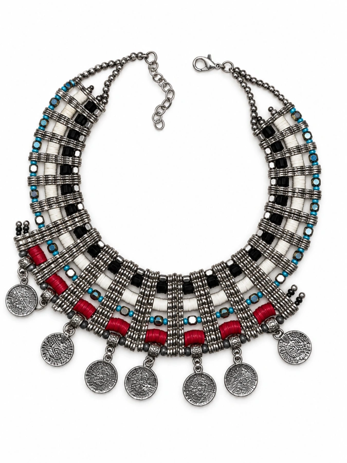 Tribal Coin Statement Necklace