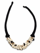 Black Cord Stone Cluster Necklace