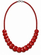 Red Disc Statement Necklace