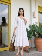 Zara Cutwork Embro Dress