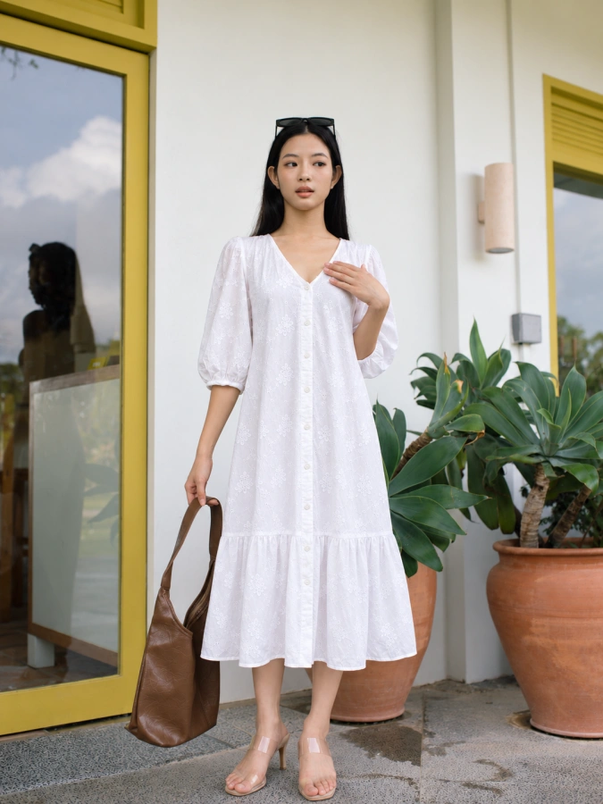 Zara Cutwork Embro Dress