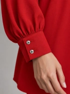 Promod Roman Red  Ruffle Neck Blouse
