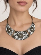 Crackle mosaic crescent collar necklace