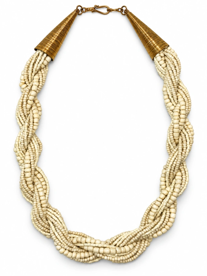 Indian Ivory Twist Beaded Necklace