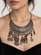 Antique Silver Boho Bib Necklace