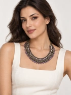 Ornate Antique-Silver Bib Necklace