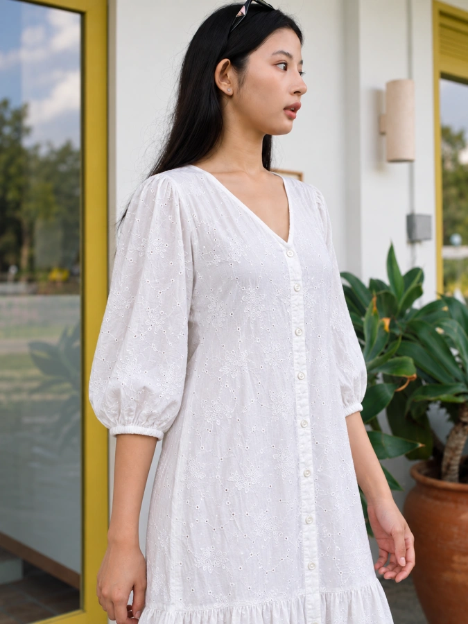 Zara Cutwork Embro Dress