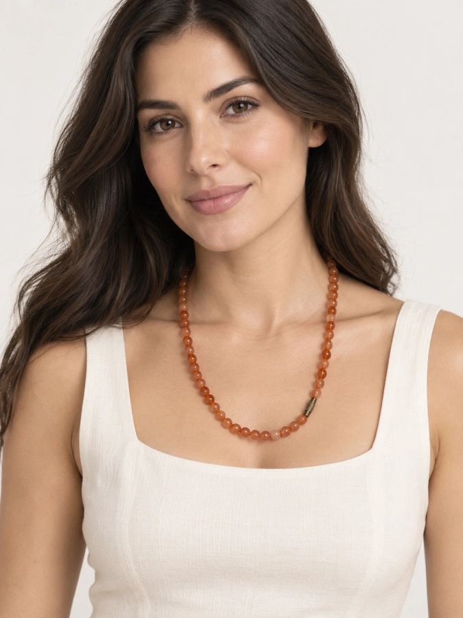 Warm Amber Beaded Necklace