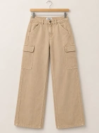 Zara Linen Biege Cargo Wide Pants