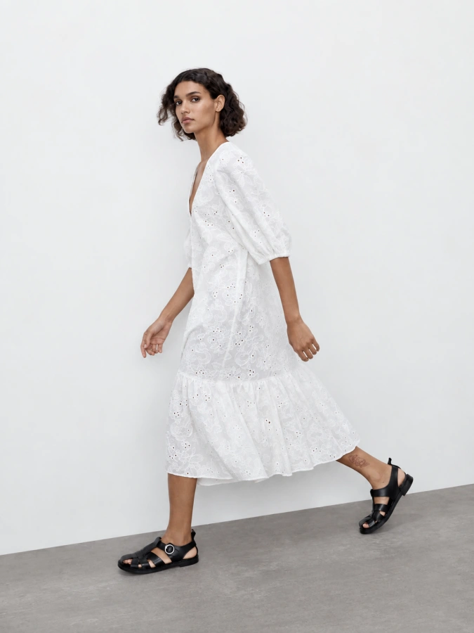Zara Cutwork Embro Dress