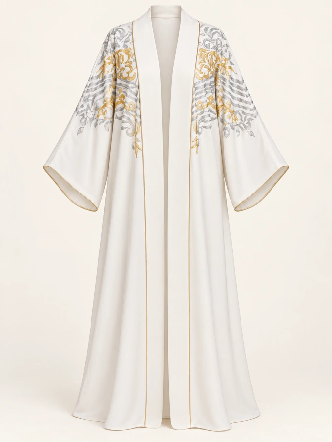 Ivory Silver Gold Abaya
