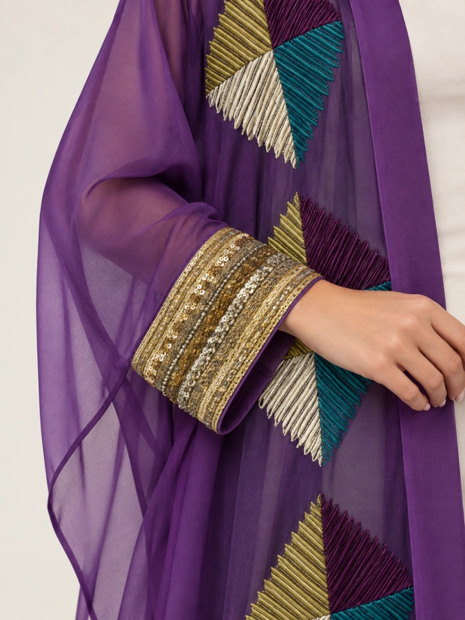 Geometric Purple Abaya