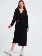 Zara black midi dress with cord belt.