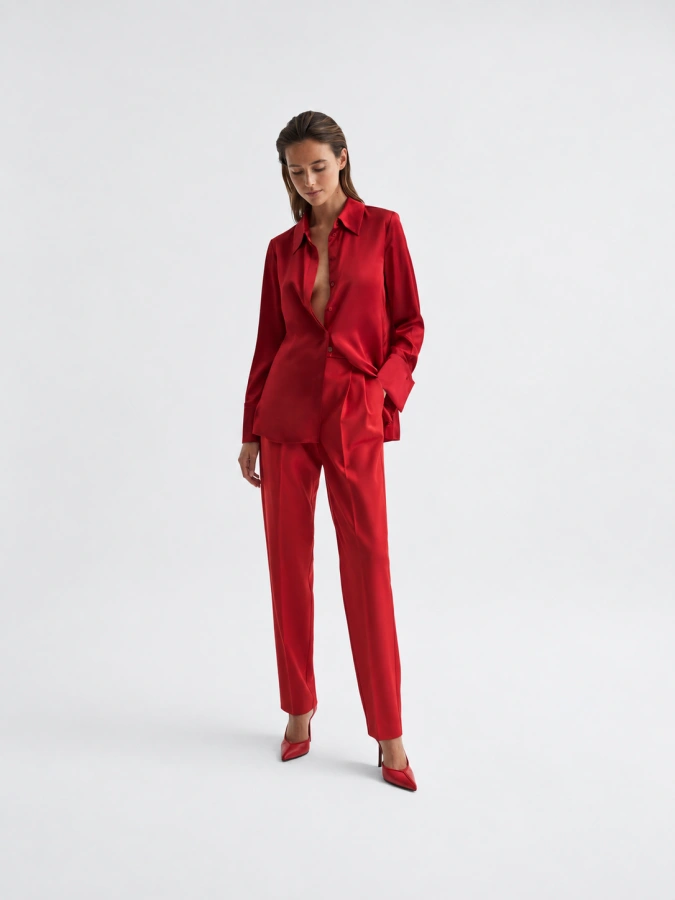 Hailey Silk Shirt In Red