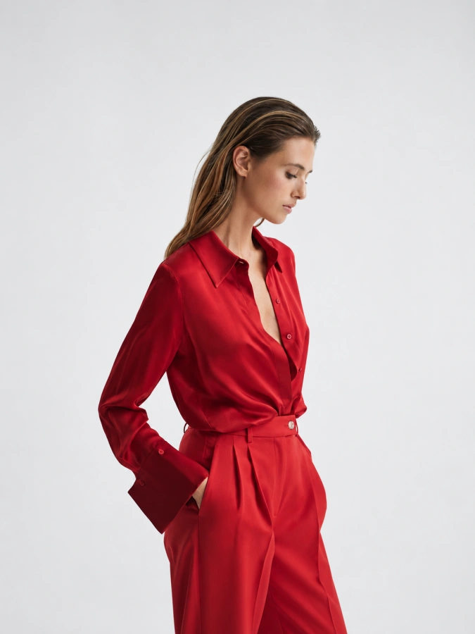 Hailey Silk Shirt In Red