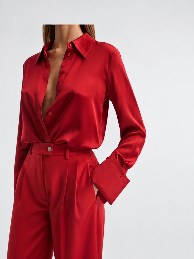 Hailey Silk Shirt In Red