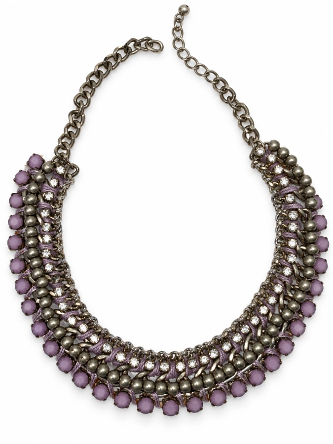 Ornate Antique-Silver Bib Necklace