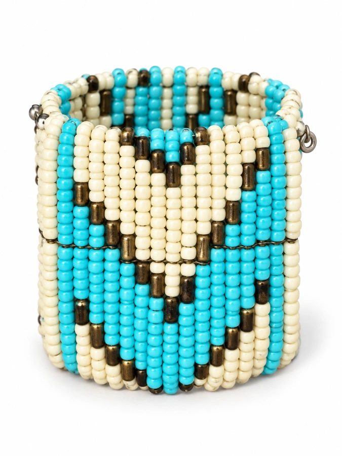 Indian Turquoise Tribal Beaded Cuff