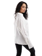 bershka oversized linen shirt in white