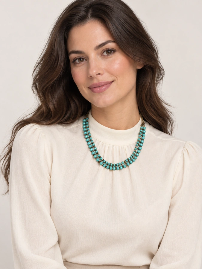 Turquoise double-strand necklace
